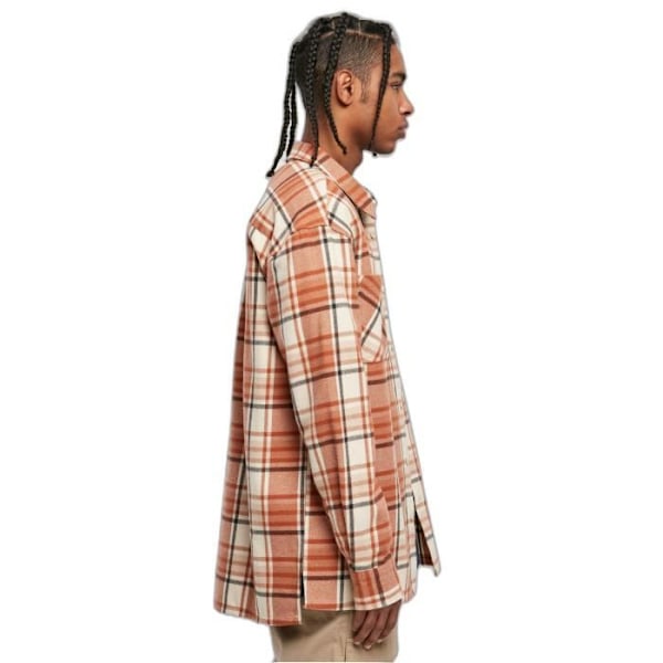 Langærmet oversize skovmandsskjorte Urban Classics Leaves - orange/rød - XL