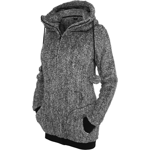 Sweatshirt - Urban Classics - Teddy Zip - 100% Polyester - Hætte - Sort/Hvid svart vit M