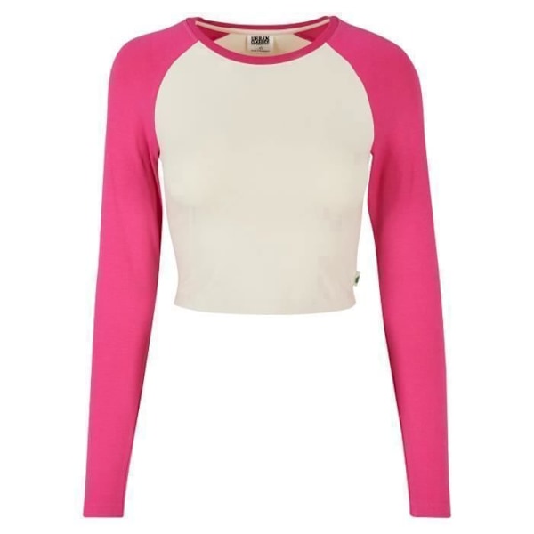 Naisten pitkähihaisen luomupuuvillaisen T-paidan Urban Classics Retro Baseball - valkoinen/hibiskus pinkki - M Vit/hibiskus rosa XL