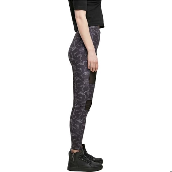 Leggings dam - Urban Classics - Tech Mesh AOP - Mönstrad design - Meshinsatser - Stretchkomfort svart XXXL