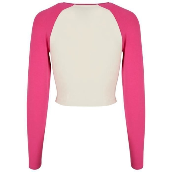 T-shirt cropped med lange ærmer økologisk til kvinder Urban Classics Retro Baseball GT - hvid/hibiskus pink - 2XL Vit/hibiskus rosa XXXXXL