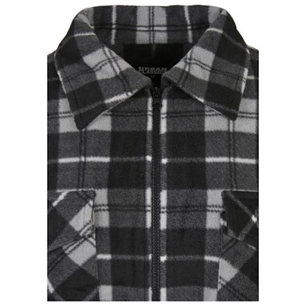 Veste - Urban Classics - Plaid Teddy - 5XL - Sort/Hvid - Sherpa-foring