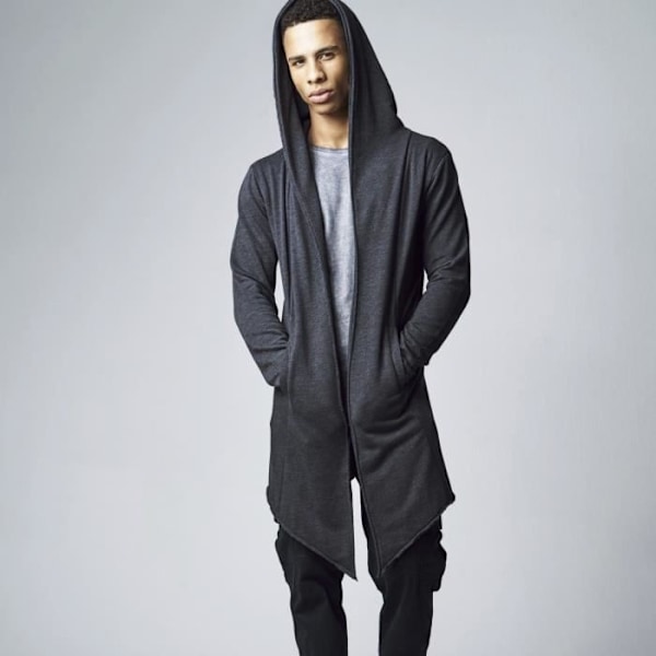 Cardigan - Urban Classics - ÖPPEN KANT LÅNG - Öppna kanter - Asymmetrisk fåll - Sidofickor Träkol XXXXL