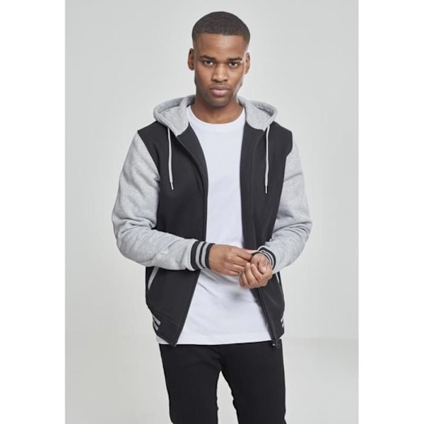 Sweatshirt - Urban Classic - 2-tone zip - Sort/grå - Lange ærmer - Hættecol svart grå M