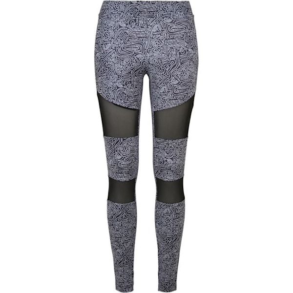 Legging - Urban Classics - Tech Mesh AOP - Mönstertryck - Meshinsatser - Stretchkomfort svart XXXXL