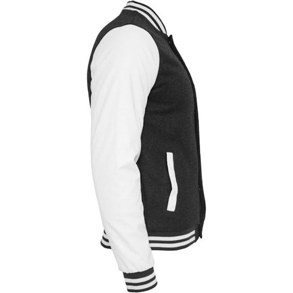 Teddyjakke - Urban Classics - Oldschool - Uld - Ærmer i kunstlæder - Tætsiddende svart vit S