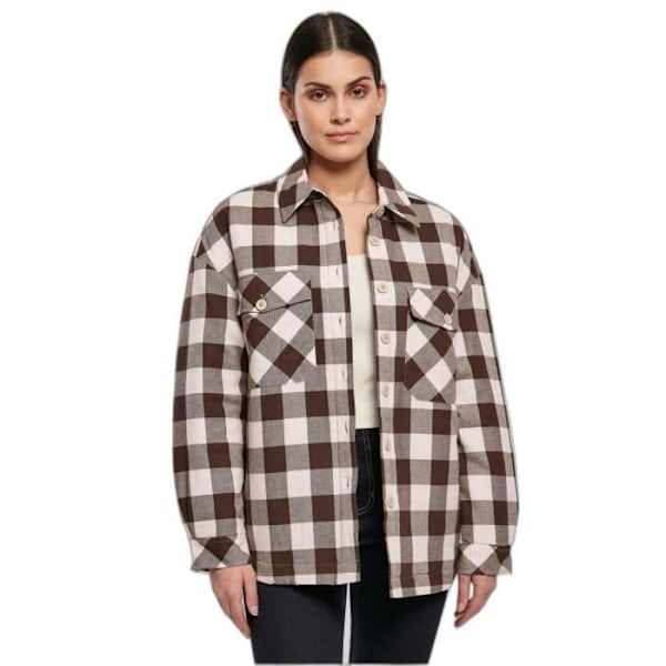 Pudebluse i flannel til kvinder Urban Classics - rosa/brun - M