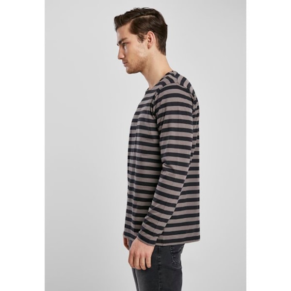 Pitkähihainen t-paita - Urban Classics - Säännöllinen raita - 100% puuvilla - Suuret koot - Musta/Tumma harmaa mörkgrå/svart XXXXXL