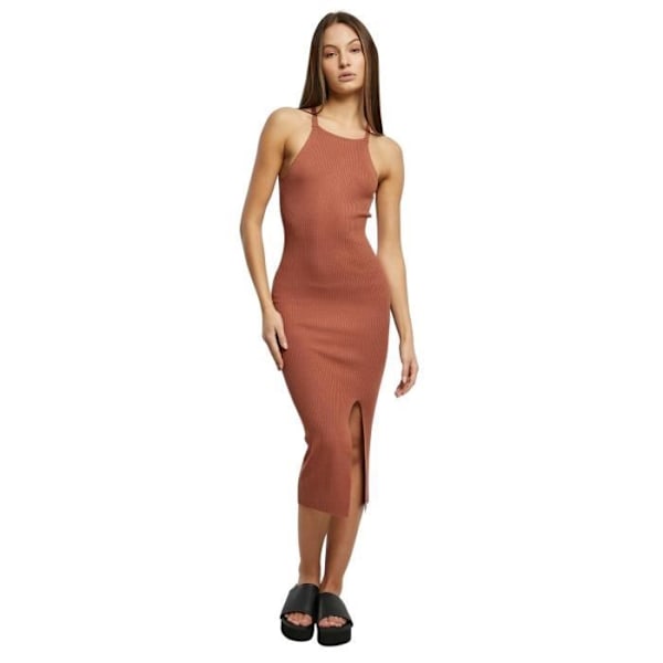 Rib midi strikket kjole med kryssryg for kvinder Urban Classics Terrakotta jag