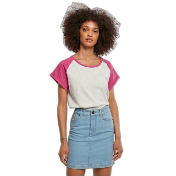 Naisten T-paita Urban Classics Contrast Raglan - vaaleanharmaa/viininpunainen - XS Ljusgrå/lila XS