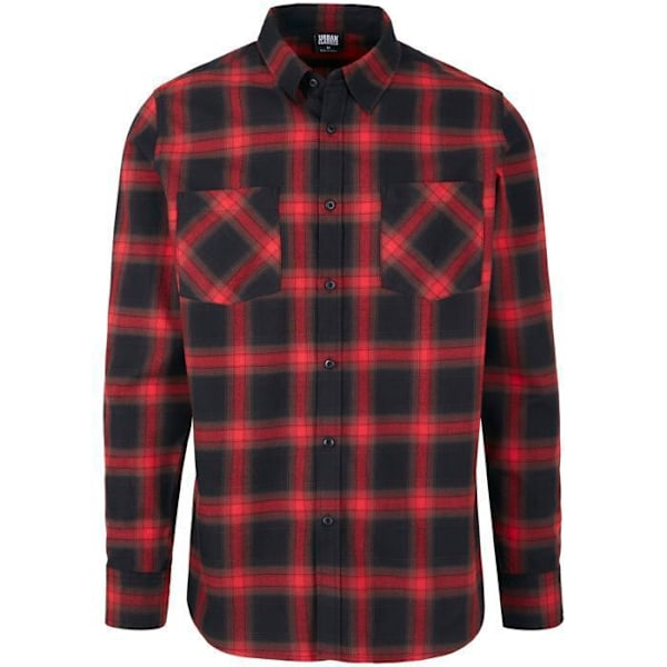 Skjorte - Urban Classics - A Carreaux FLANELL - 100% bomuld - Lange ærmer - Klassisk krave Sort rød XL