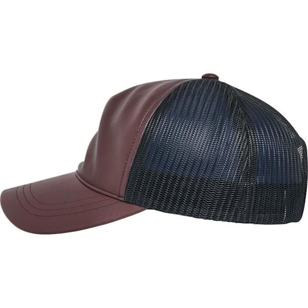 Flexfit Trucker Cap i læder - Bourgogne/sort vin/bourgogne