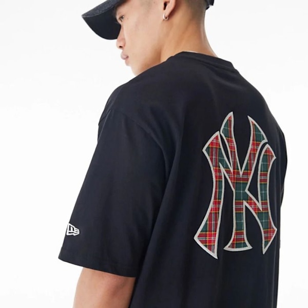 T-shirt - New York Yankees - Tartan Infill - Oversize - 100% Bomuld - Korte Ærmer blkwhi XL