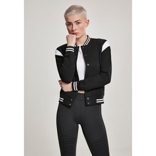 Teddyjacka för kvinnor Urban Classic inet college sweat svart vit XL