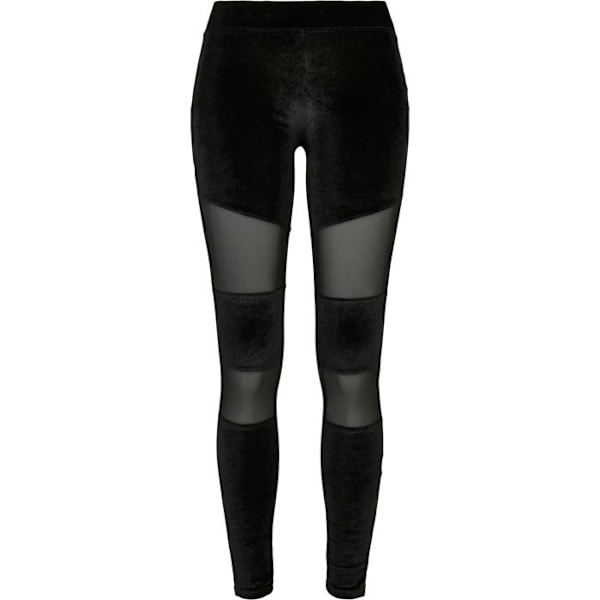 Tights Kvinna - Urban Classics - Velvet Tech Mesh - Velour Stretch - Transparent Mesh - Elastisk Passform svart jag