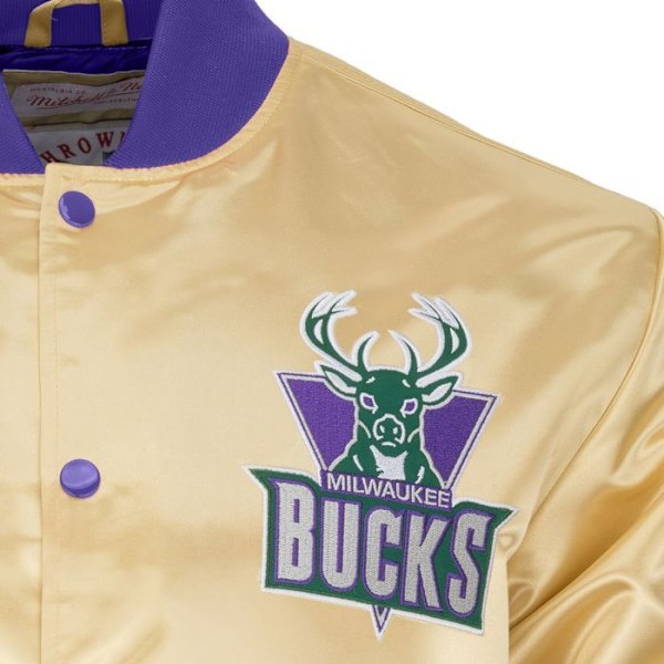 M&N Lätt Satinjacka - Milwaukee Bucks guld Guld XXL