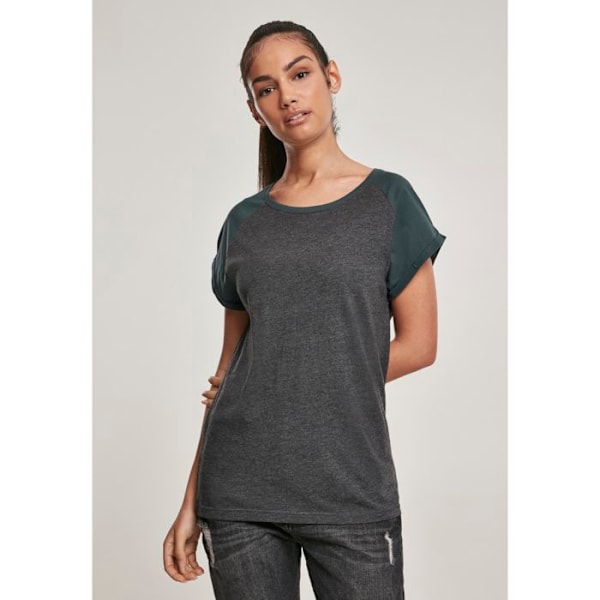 T-shirt dam - Urban Classic - Raglan kontrast - Grå/vit - Korta ärmar - Loose fit grå vit XL