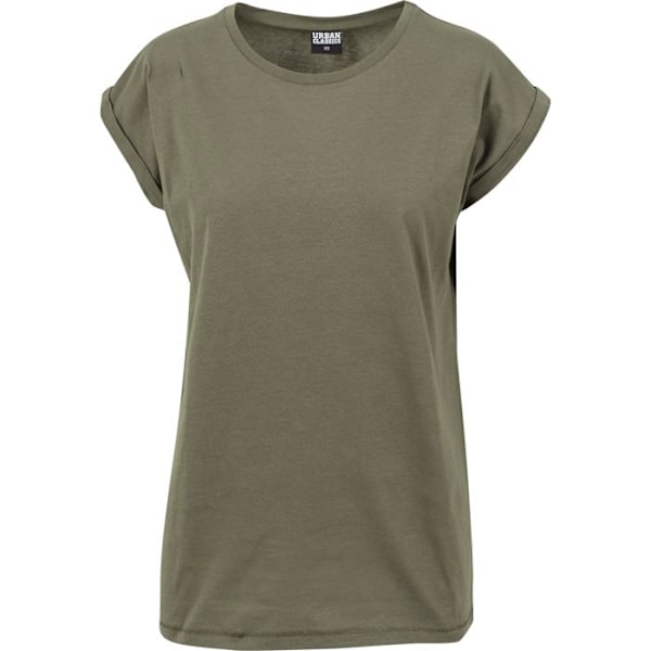 T-shirt dam - Urban Classic - Förlängd - Olivfärg - Långa ärmar - 100% bomull oliv M