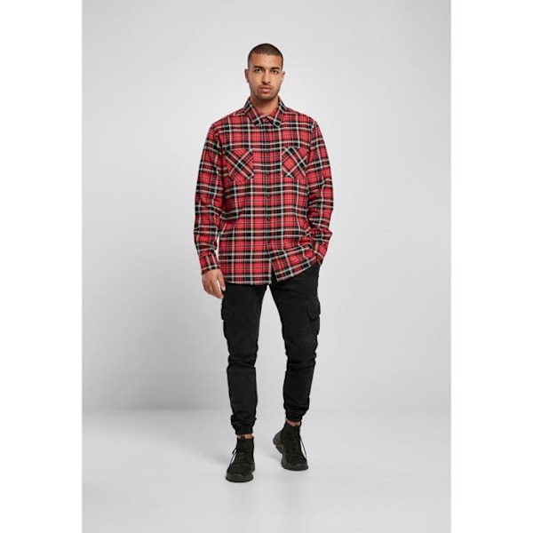 Skjorta - Urban Classics - Rutigt Root - 100% bomull - Flanell - Louch passform röd svart M