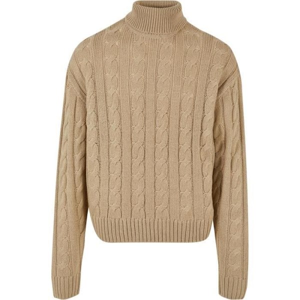 Pull col roulé - Urban Classics - Beige - Kabelmönster - Översized passform - 100% akryl våt sand XL