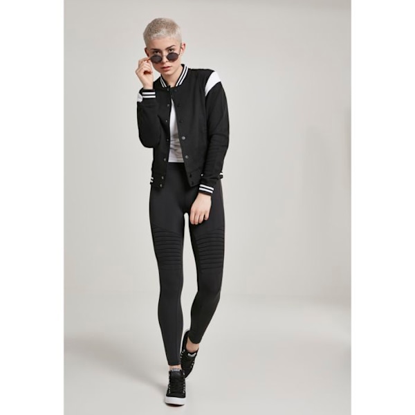 Teddy-jakke - Urban Classic - Kvinde - Sort/Hvid - Universitetsstil - 63% bomuld, 37% polyester sort hvid S