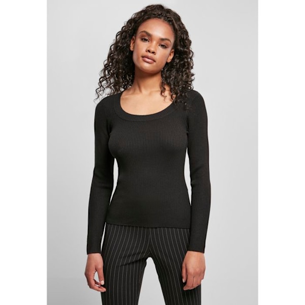 Trøje til kvinder i store størrelser - Urban Classics - Bred halsudskæring - Sort - Lange ærmer - Behagelig svart XXXXL