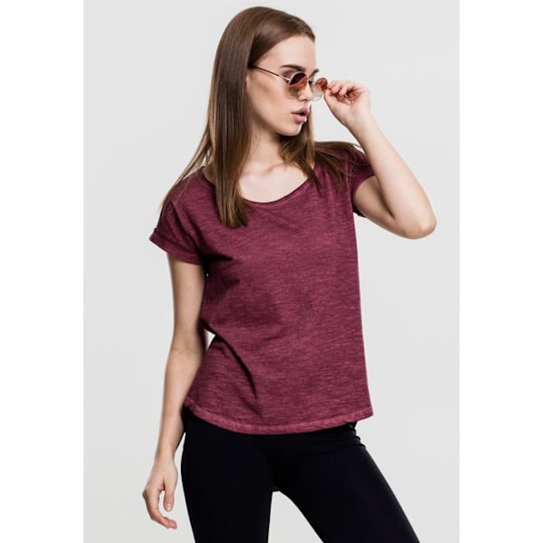 T-shirt dam - Urban Classic - Spray lång - Bordeaux - Korta ärmar - Loose fit Bordeaux XS