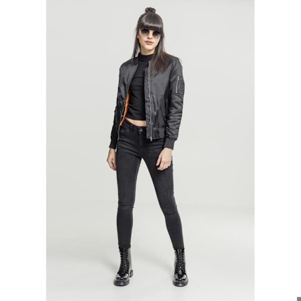 Bomberjacka dam - Urban Classic - Basic - Svart - Zippficka - Orange foder svart XS