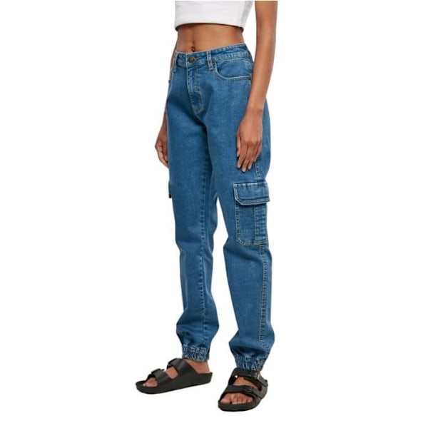 Cargo bukser til kvinder - Urban Classics - Økologisk stretch denim - Blå - Løs pasform - Cargo lommer Blå 27