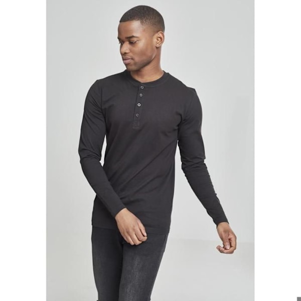T-paita - Urban Classics - Henley - Pitkät hihat - 90% Puuvilla - Väri Musta svart jag