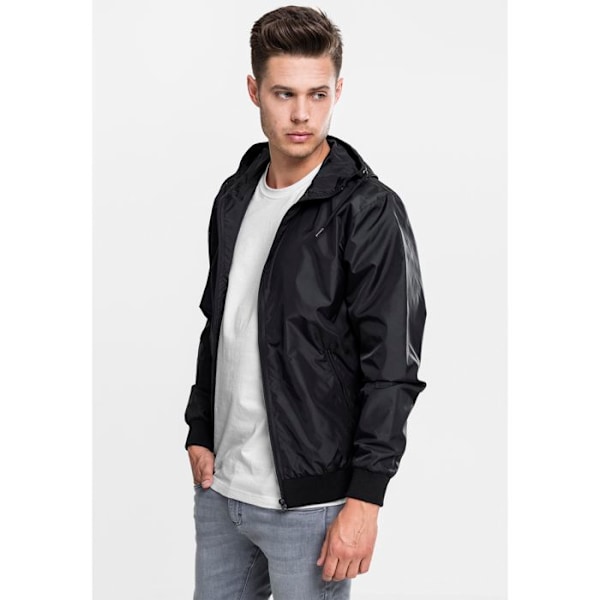 Vindjakke - Urban Classic - Sort - Unisex - Let foring - Foret hætte svart M