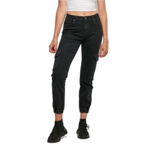 Cargo bukser dame - Urban Classics - Økologisk Stretch Denim - Sort - Løs pasform - Cargo lommer Svart 29