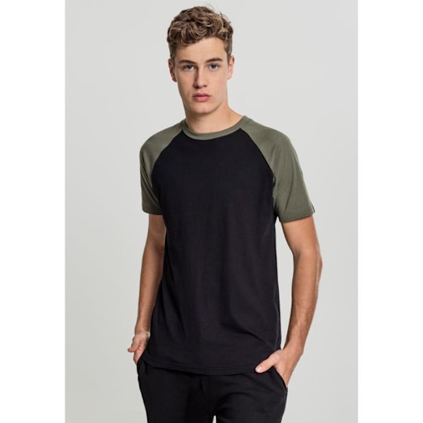 T-shirt - URBAN CLASSICS - Raglan Contrast 2.0 - Mörkbrun/Flasgrön - 100% bomull - Kortärmad mörkbrun/flaskgrön M