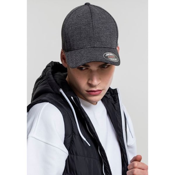 Casquette - Flexfit - Herringbone Melange - Sort - 80% Polyester - Unisex sort S / M