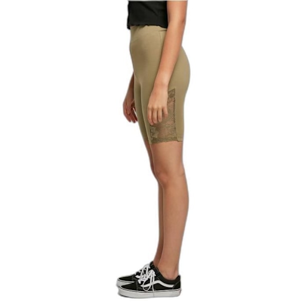 Kort cykelshorts til dame - Urban Classics - Lace Inset GT - Høj talje - Grøn kaki - 4XL Grön khaki XXXXL