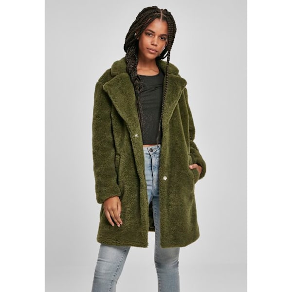 Parka kvinde - Urban Classic - Oversized - Olive farve - Workwear stil - Teddy pelskrave oliv M