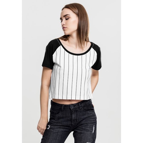 T-shirt dame - Urban Classic - Baseball - Hvid/Sort - Figurtilpasset - Korte ærmer vit svart XS