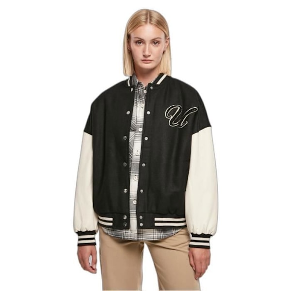 Blouson oversize dame Urban Classics Big U College GT - sort/hvid - 5XL Svart vit XXXXL