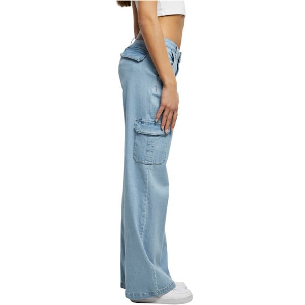 Urban Classics Naisten - Korkeavyötäröiset Denim Cargo -farkut Ljusare tvättad 34