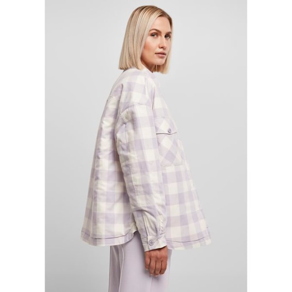 Flanellskjorta - Urban Classics - Vadderad - Rutig mönster - Oversize passform - Vadderad foder vit/lila S
