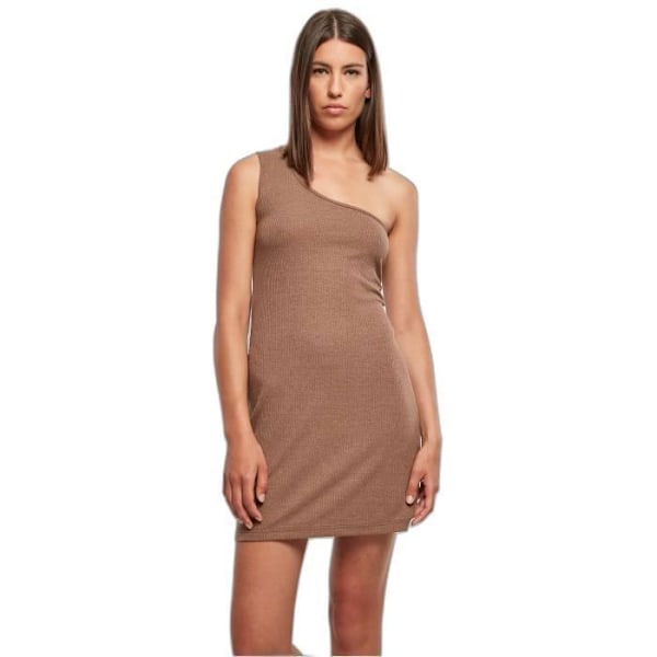 Urban Classics Dam Ribbed One Shoulder Klänning - khaki - XS Kaki XL
