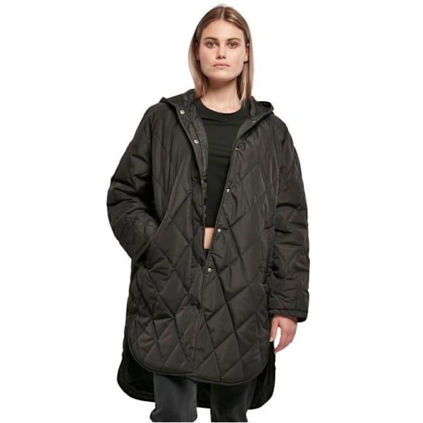 Parka med hætte til kvinder Urban Classics Oversized Diamond Quilted - sort - L sort S