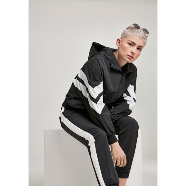Damejakke dame - Urban Classic - Krøllet batwing - Sort/Hvid - Multisport - Justerbar hætte sort hvid XL