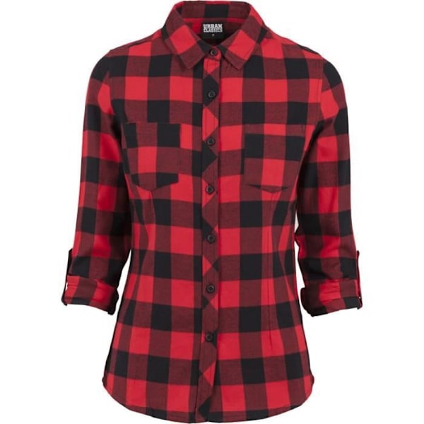 Urban Classics Femme - TURNUP FLANELL Skjorte sort / rød sort S