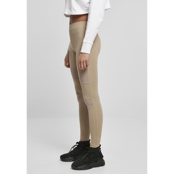 Urban Classics Tech Mesh leggings för kvinnor - Brun - S - Transparenta Mesh-inlägg - Bekväm och andas kastanj XS