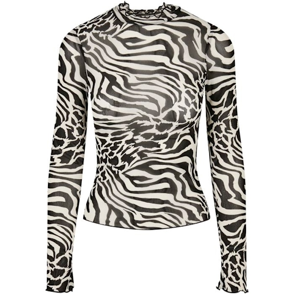 Langærmet rullekrave bluse til kvinder i store størrelser Urban Classics aop mesh vit svart XXL