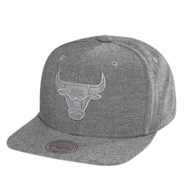 Snapback cap - Mitchell & Ness - Chicago Bulls - Grå - 100% Bomuld - Justerbar grå