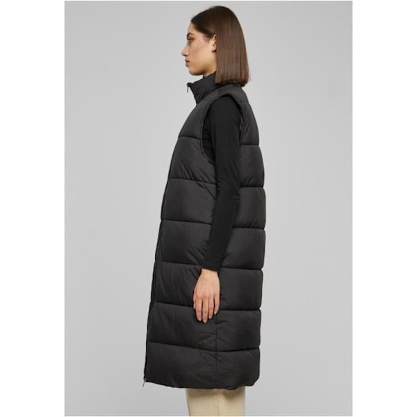 Langpuffer til kvinder - Urban Classics - Lang vest - Sort - Høj krave - Sidelommer Svart S