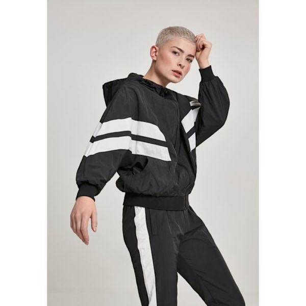 Damejakke dame - Urban Classic - Krøllet batwing - Sort/Hvid - Multisport - Justerbar hætte sort hvid XL