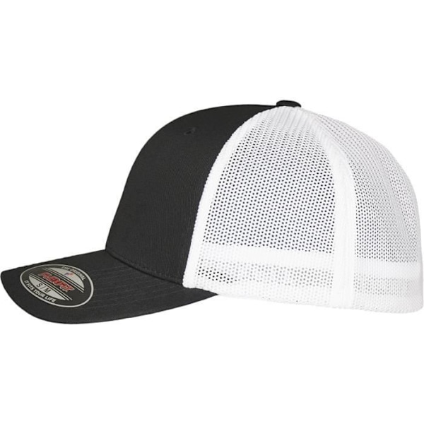 Kierrätetystä verkosta valmistettu Trucker-lippis - FLEXFIT - Musta/Valkoinen - Miehet Svart vit L/XL